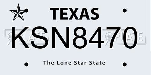 KSN8470 Texas License Plate