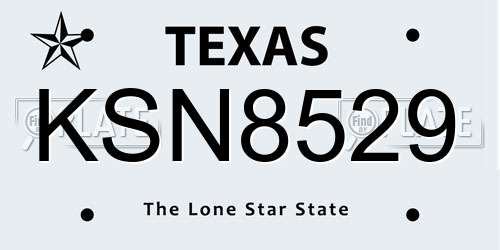 KSN8529 Texas License Plate