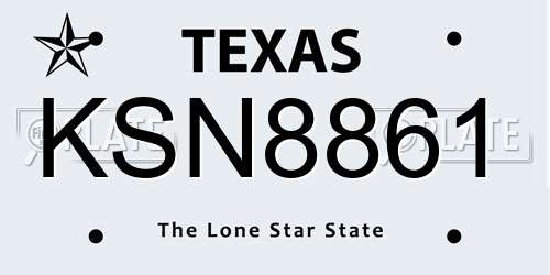 KSN8861 Texas License Plate
