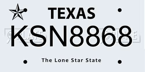 KSN8868 Texas License Plate