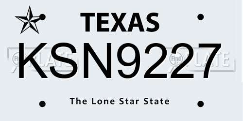 KSN9227 Texas License Plate