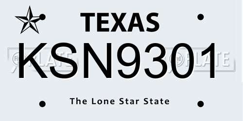 KSN9301 Texas License Plate
