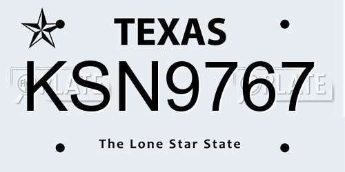KSN9767 Texas License Plate