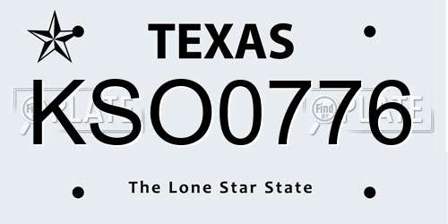 KSO0776 Texas License Plate