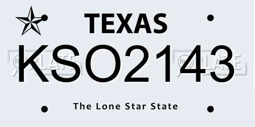 KSO2143 Texas License Plate