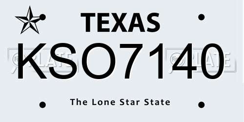 KSO7140 Texas License Plate