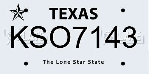 KSO7143 Texas License Plate
