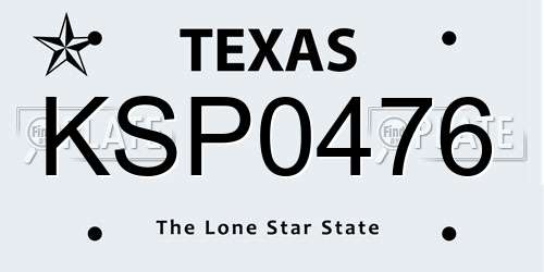 KSP0476 Texas License Plate