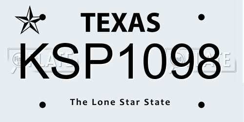 KSP1098 Texas License Plate
