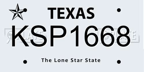 KSP1668 Texas License Plate
