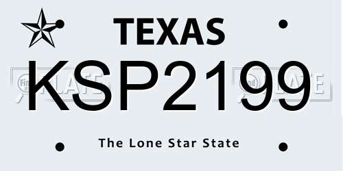 KSP2199 Texas License Plate