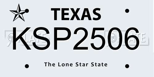 KSP2506 Texas License Plate