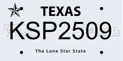 KSP2509 Texas License Plate