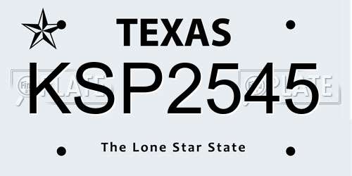 KSP2545 Texas License Plate