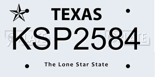 KSP2584 Texas License Plate