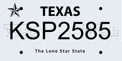 KSP2585 Texas License Plate