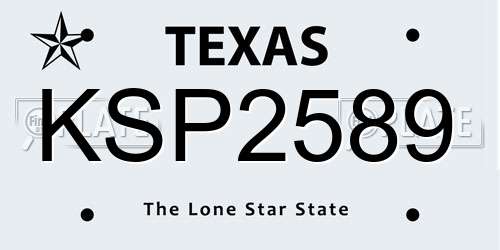KSP2589 Texas License Plate