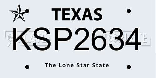 KSP2634 Texas License Plate