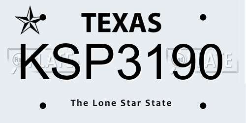 KSP3190 Texas License Plate