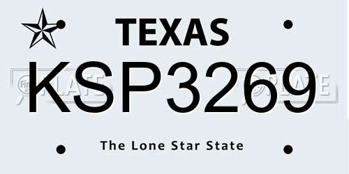 KSP3269 Texas License Plate
