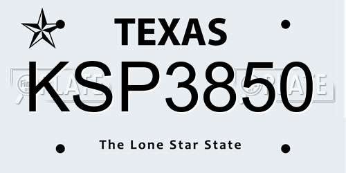 KSP3850 Texas License Plate