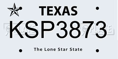 KSP3873 Texas License Plate