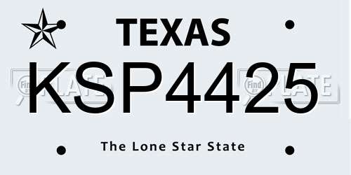 KSP4425 Texas License Plate