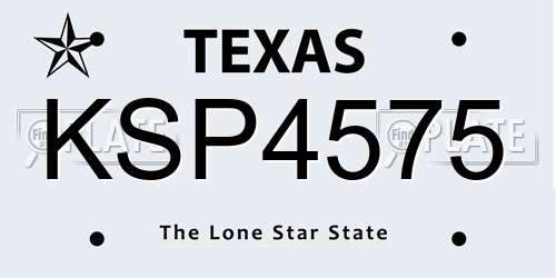 KSP4575 Texas License Plate