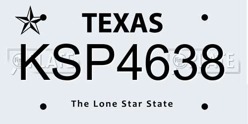 KSP4638 Texas License Plate
