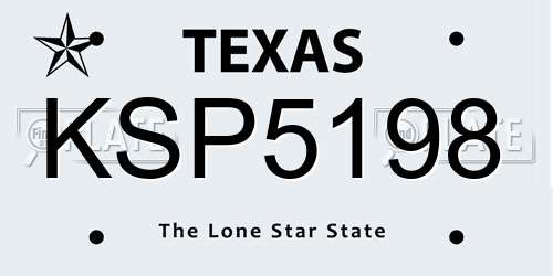 KSP5198 Texas License Plate