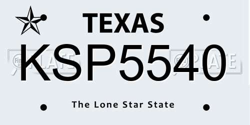 KSP5540 Texas License Plate