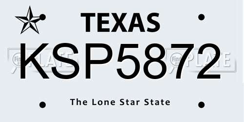 KSP5872 Texas License Plate