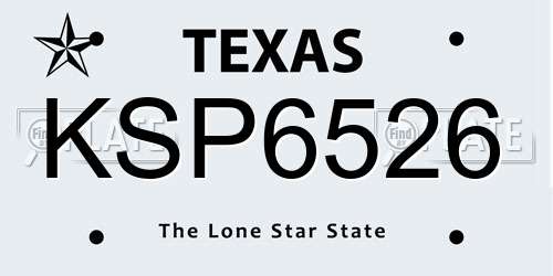 KSP6526 Texas License Plate