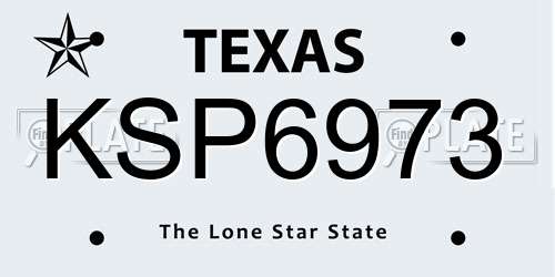 KSP6973 Texas License Plate
