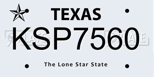 KSP7560 Texas License Plate