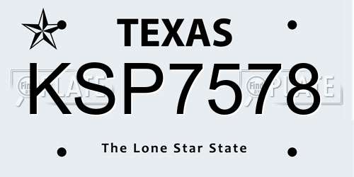 KSP7578 Texas License Plate