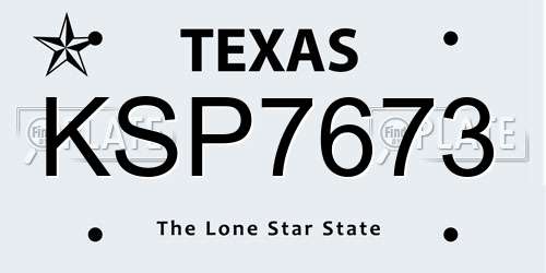 KSP7673 Texas License Plate