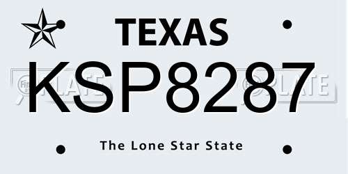 KSP8287 Texas License Plate
