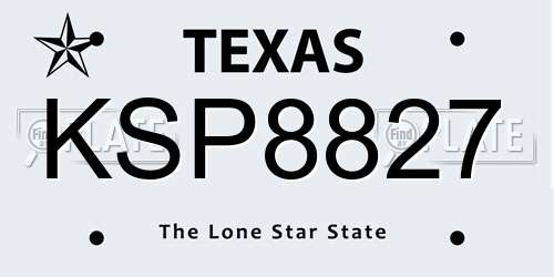 KSP8827 Texas License Plate