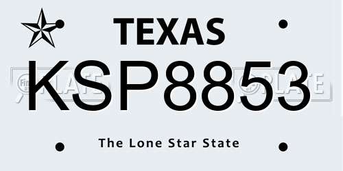 KSP8853 Texas License Plate
