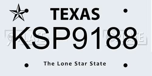 KSP9188 Texas License Plate