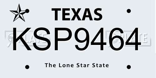 KSP9464 Texas License Plate