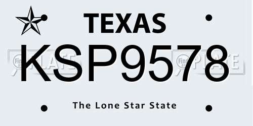 KSP9578 Texas License Plate