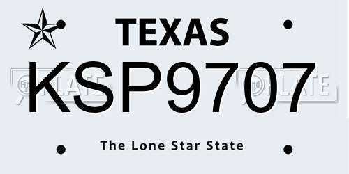 KSP9707 Texas License Plate
