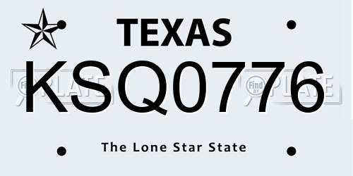 KSQ0776 Texas License Plate