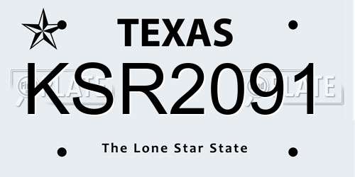 KSR2091 Texas License Plate