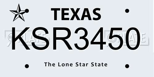 KSR3450 Texas License Plate