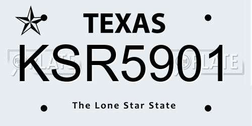 KSR5901 Texas License Plate