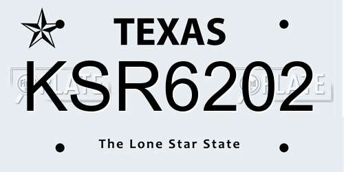 KSR6202 Texas License Plate