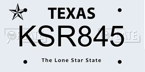 KSR845 Texas License Plate